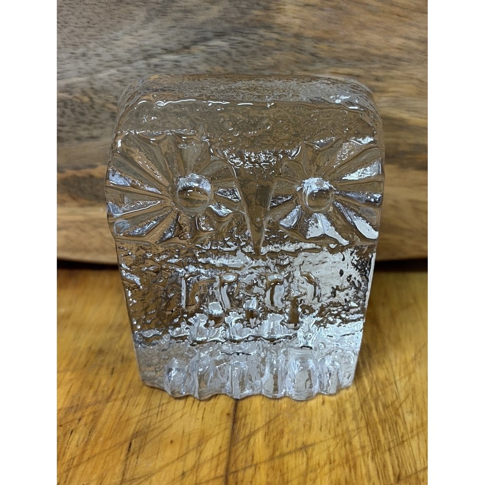 Vintage Blenko DAS Designs Don Shepherd Ice Flo Owl Art Glass Paperweight MCM C8